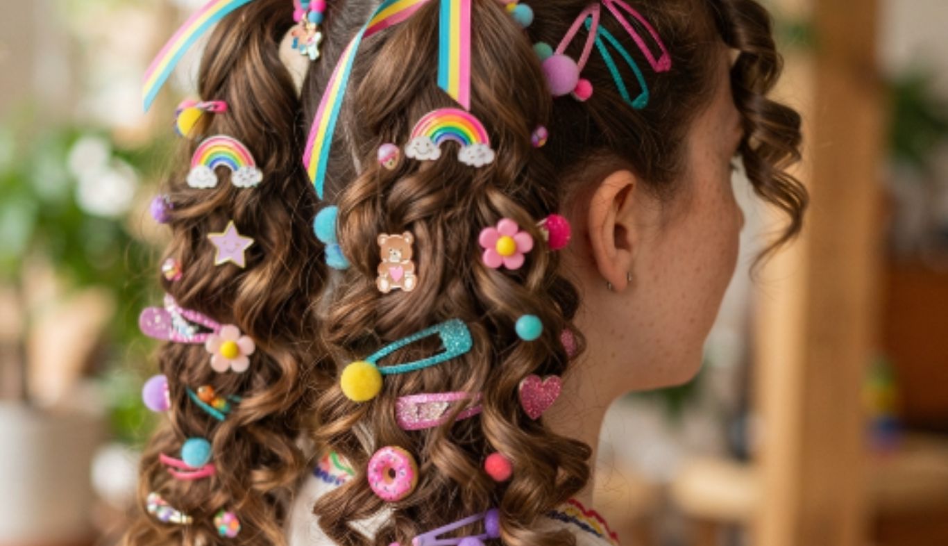 Curled Pigtails with Accessories